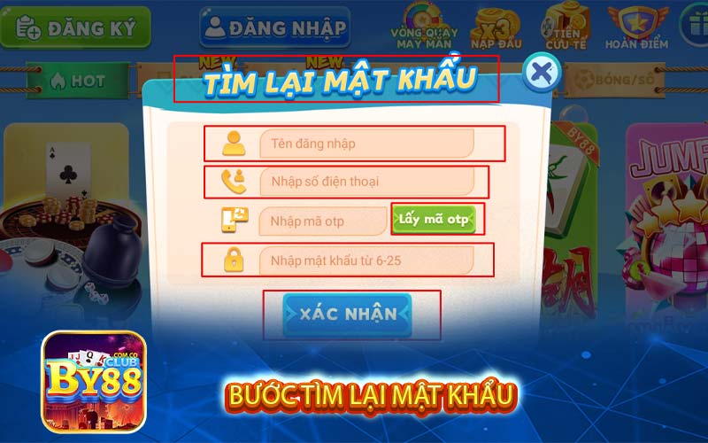 bước tìm lại mật khẩu